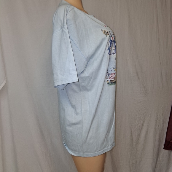 Anvil Vtg 2k Light Blue Kids T-Shirt with Cute Graphic SZ L - Picture 13 of 15